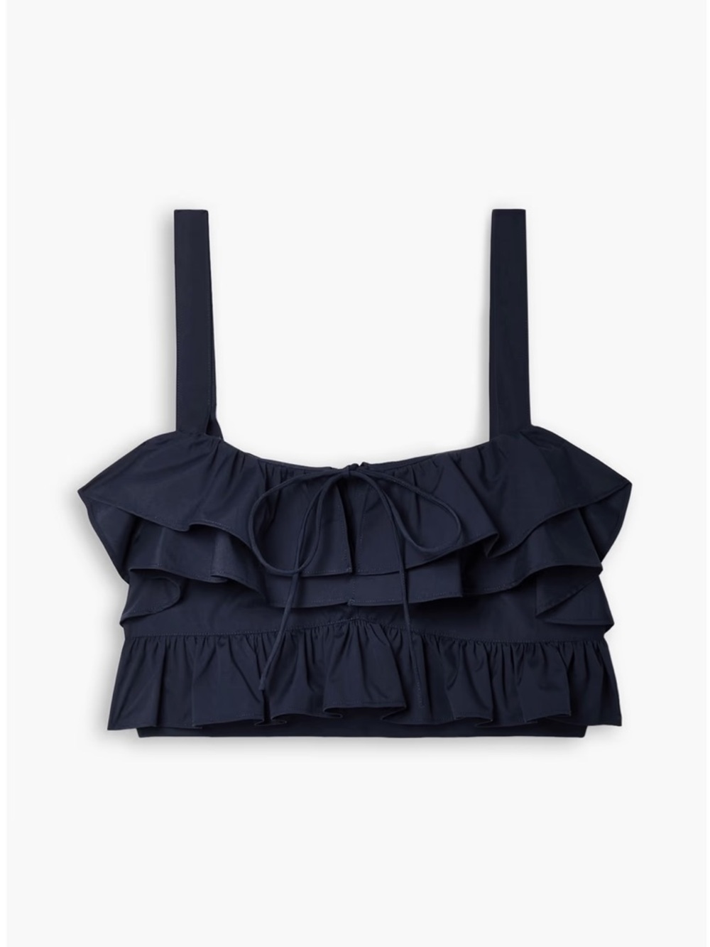 Jason Wu Navy Ruffled Crop Top Cotton Poplin Size 10 Designer NWT Retails $405